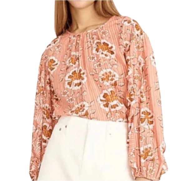 J.CREW Shirt Pink Climbing Floral Ruffle Long Sleeve Button Back Top XS - Picture 2 of 9